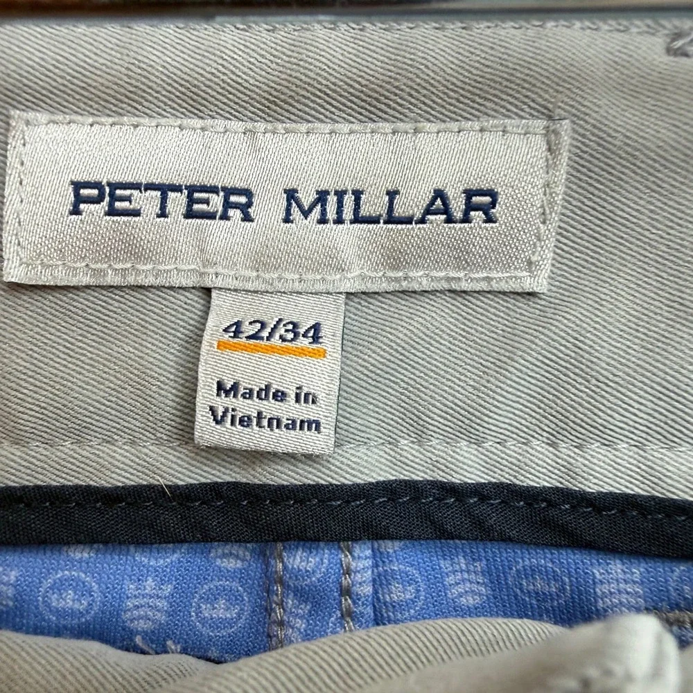 Peter Millar Gale Grey Performance Five Pocket Pants Mens 42/34 ME0EB66FB Golf